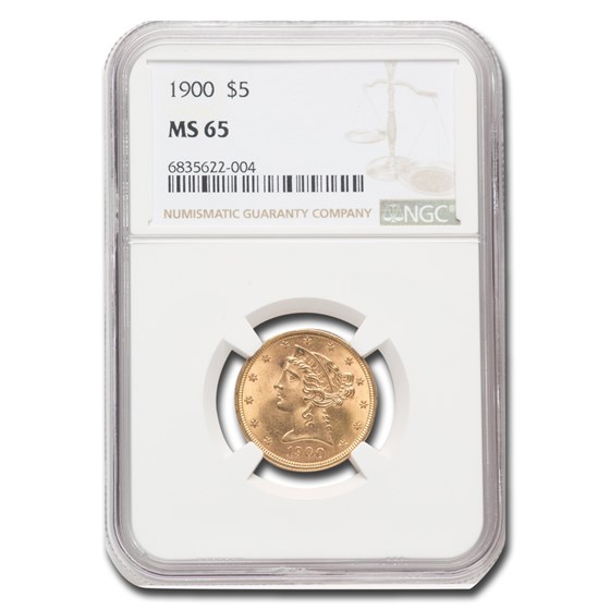 1900 $5 Liberty Gold Half Eagle MS-65 NGC 1900 $5 Liberty Gold Half Eagle MS-65 NGC
